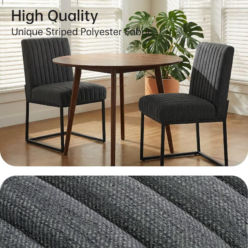 Mid Century Modern Dining Chair with Black Metal Legs