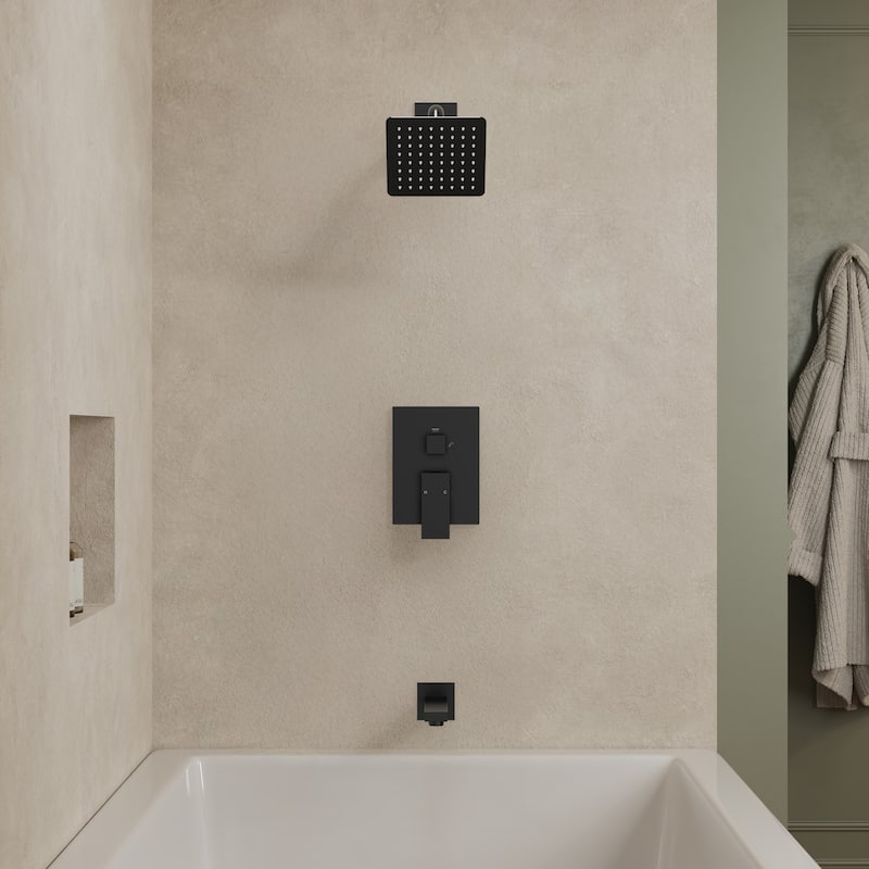 GRANDJOY 2-Function Tub and Shower Faucet Set with Single Handle Valve, Wall-Mount Design
