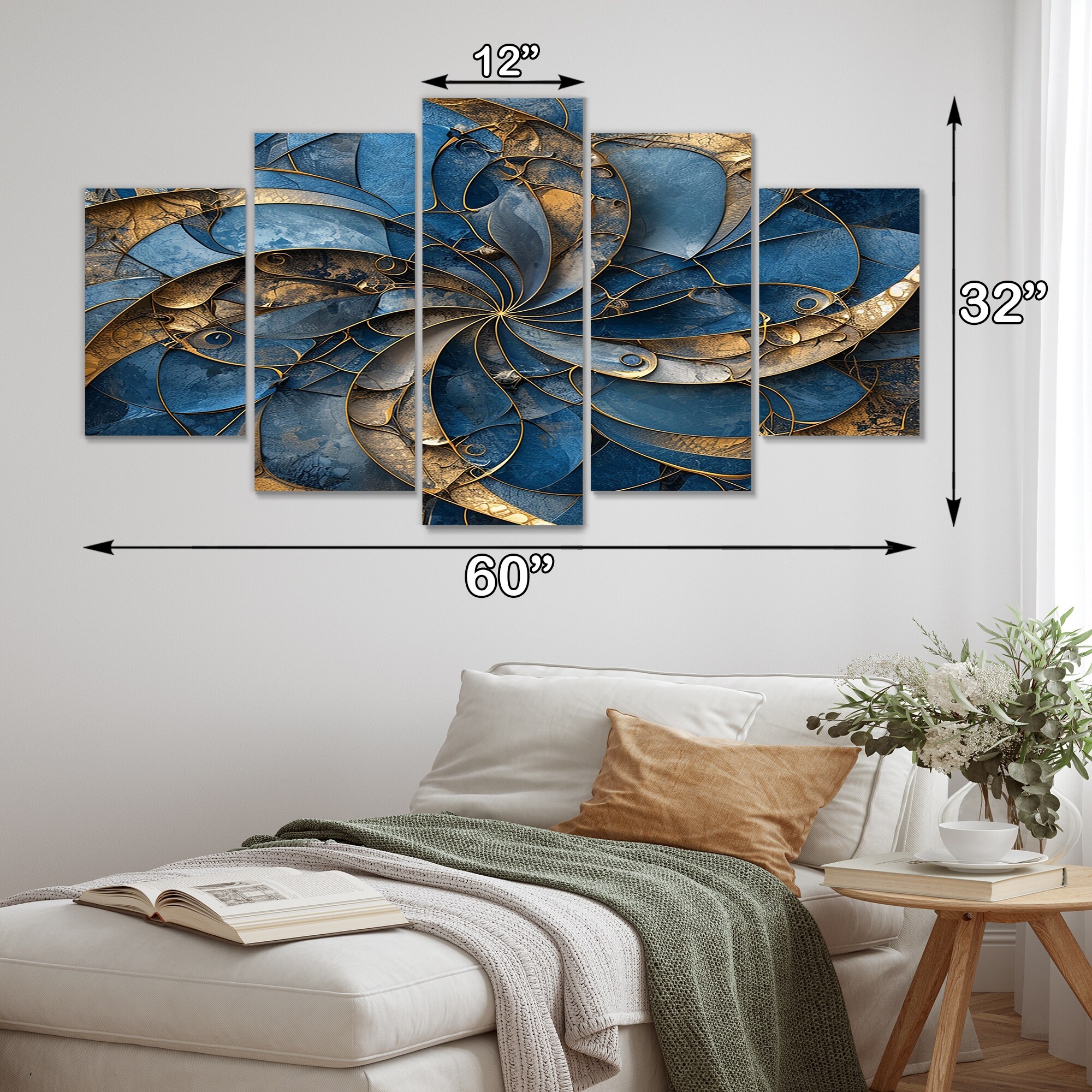 Designart - Felicity Vintage Blue Spiral Fractal - Spiral