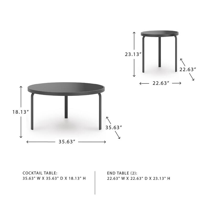 Signature Design by Ashley Dorylin Black Table (Set of 3) - 36"W x 36"D x 18"H