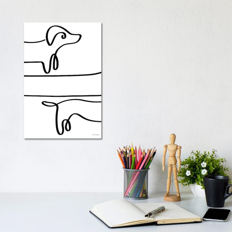 iCanvas "One Line Dachshund" by Seven Trees Design Canvas Print - 12x8x0.75