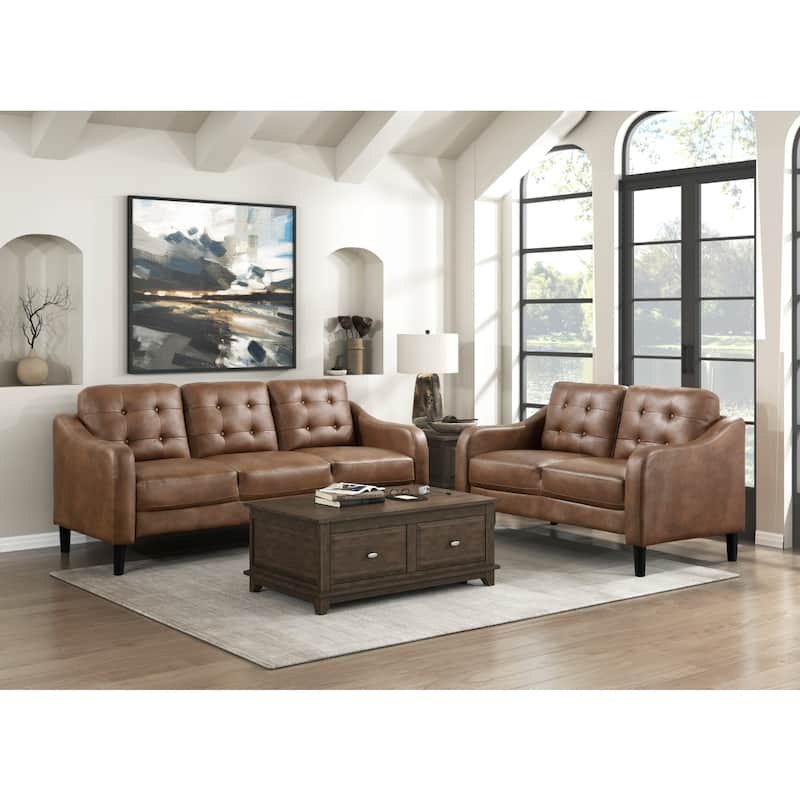 Milford Brown Tufted Microfiber Sofa