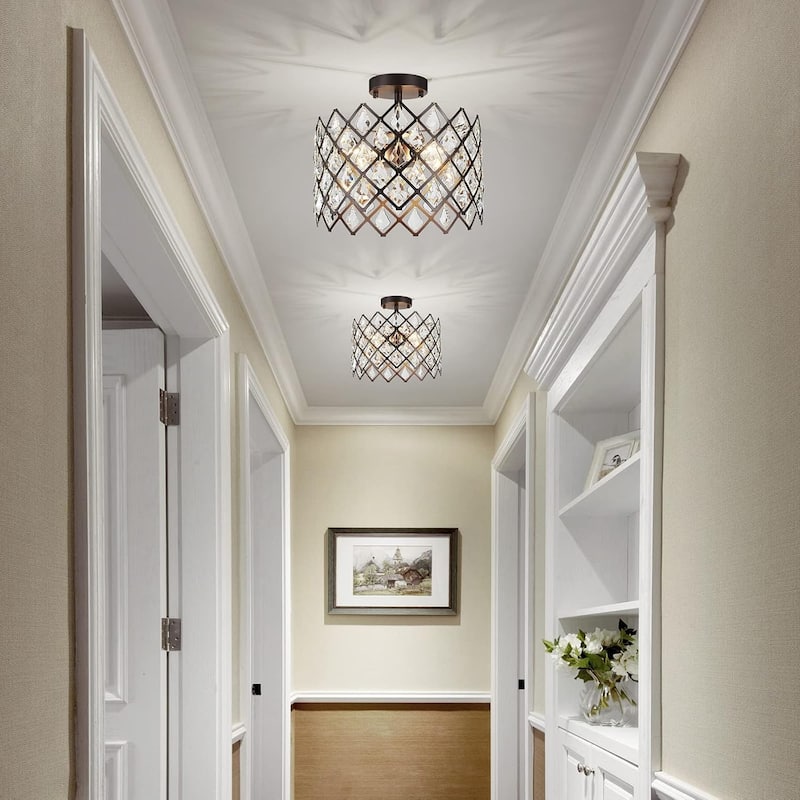3-light ceiling light bronze hallway light metal, crystal kitchen light
