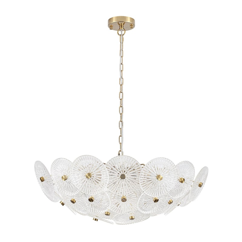 Glam 9-Light Tiered Clear Art Glass Round Basin Chandelier 28in
