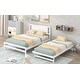 preview thumbnail 3 of 15, Full Size Platform Bed with Adjustable Trundle, Headboard for Added Stability, Pine Wood and MDF Construction, White
