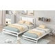preview thumbnail 3 of 15, Full Size Platform Bed with Adjustable Trundle and Headboard, White