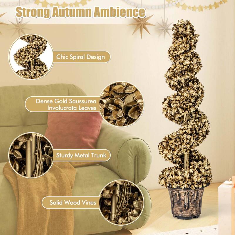Costway 4 FT Artificial Topiary Spiral Tree Set of 2 with Vintage - See Details