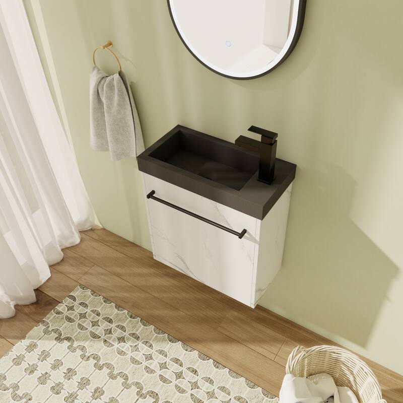 20" Floating Bathroom Vanity with Sink, Mini Wall Mounted Bathroom Vanity with Soft Close Door