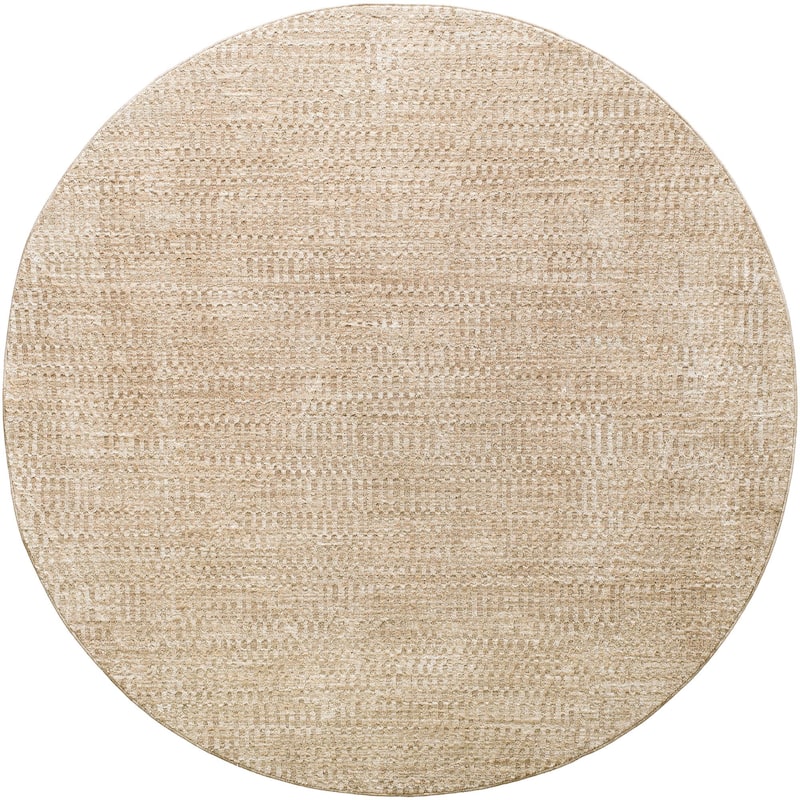 Gill Traditional Solid Area Rug - Beige/Tan/Medium Brown - 6'7" Round