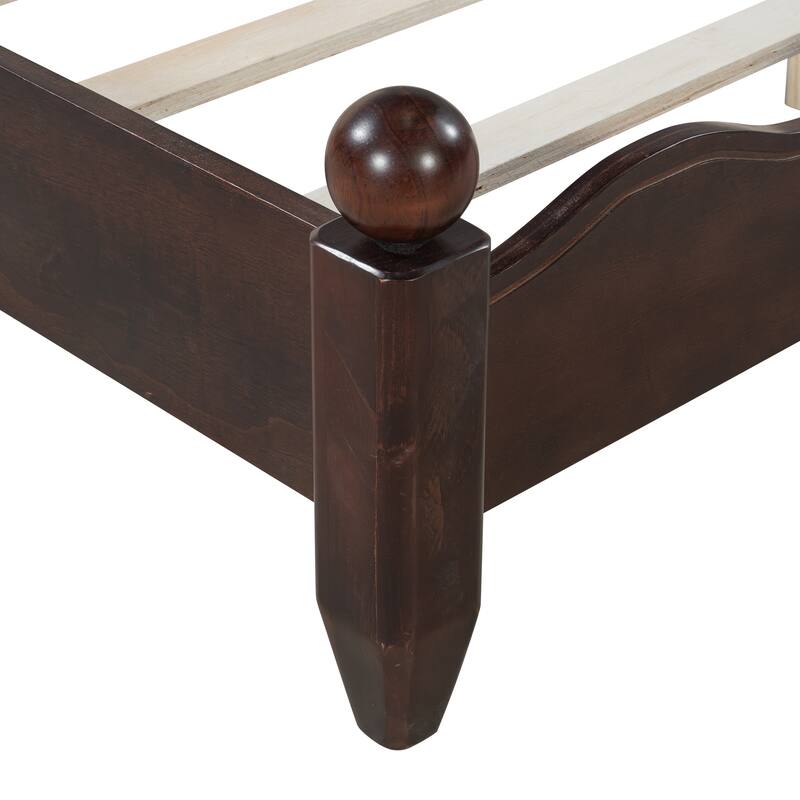 Wood Platform Bed with Upholstered Headboard by Harper&Bright Designs