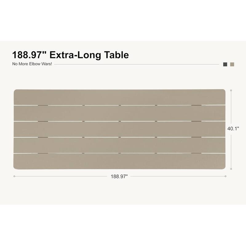 PURPLE LEAF Sanori Patio Dining Set Modern Large Weather-Resistant Table and Aluminum Chairs
