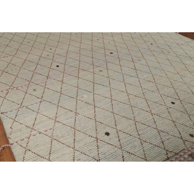 All-Over Trellis Moroccan Modern Large Area Rug Handmade Wool Carpet - 10'0"x 14'4"