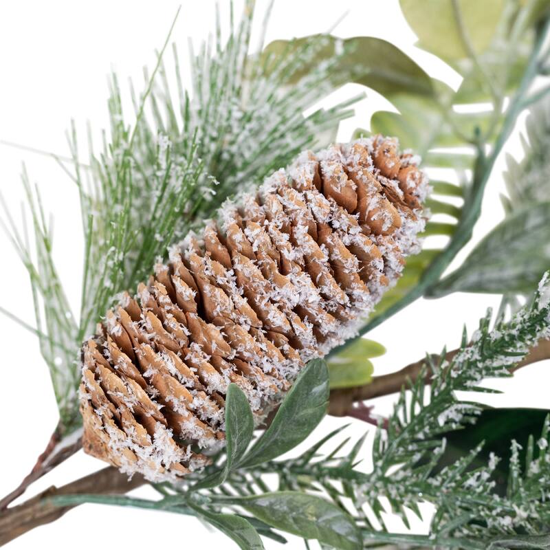 Lightly Flocked Mixed Pine and Magnolia Artificial Christmas Garland - 5.75' x 8" - Unlit