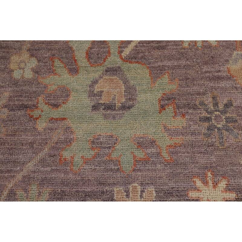 Floral Vegetable Dye Oushak Turkish Rug Hand-Knotted Brown Wool Carpet - 8'9"x 11'9"