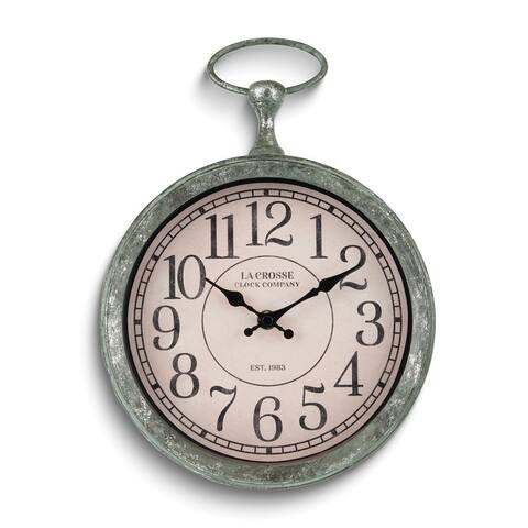 Curata Metallic and Green Finish Pocket Watch Quartz Wall Clock