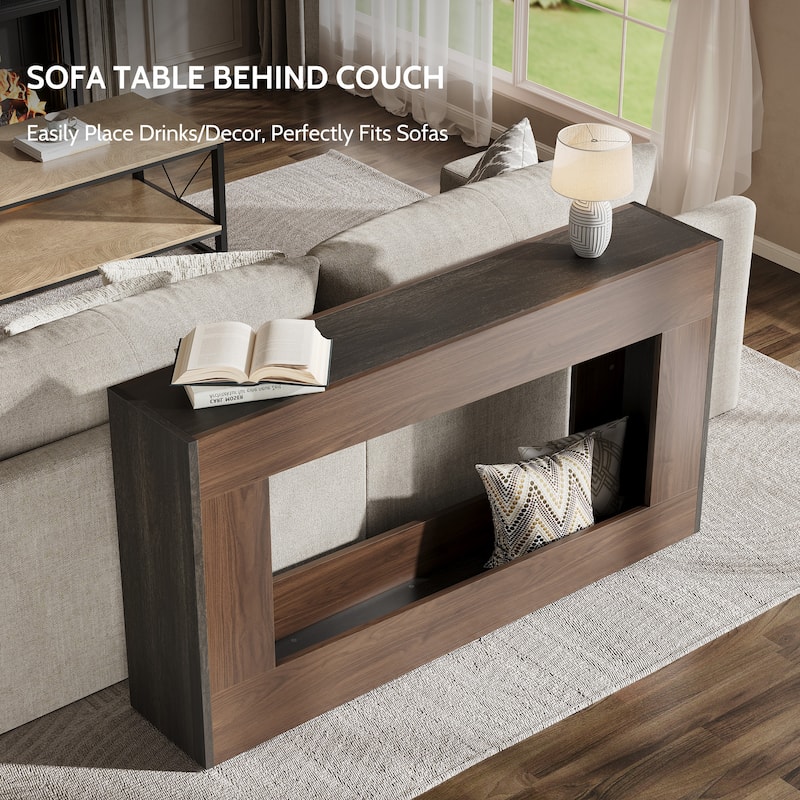 Rossetta Modern Distinctive Hollow Design Farmhouse Style Narrow Console Table with Moisture-Proof Foot Pads