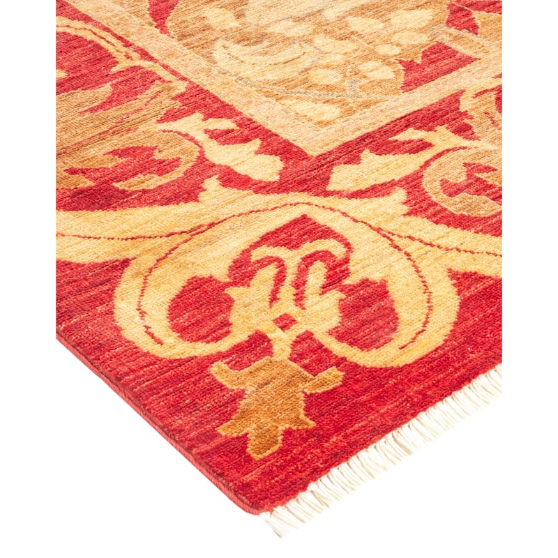 Overton Hand Knotted Wool Vintage Inspired Modern Contemporary Arts & Crafts Green Area Rug - 9 x 12