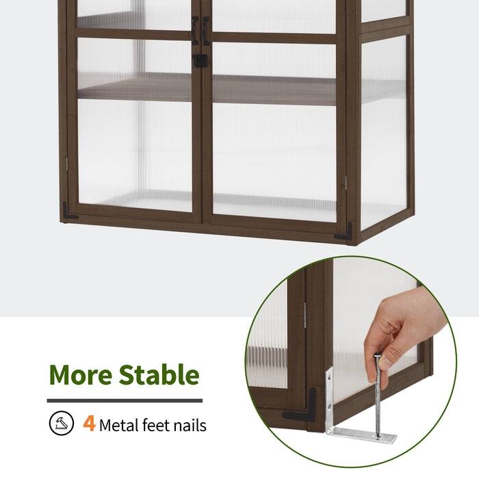 MCombo Cold Frame Greenhouse with Adjustable Shelves, Solid Wood 1344