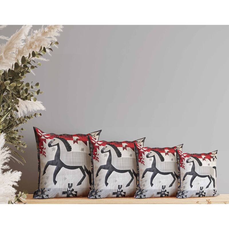 Starry Night Rider Indoor/Outdoor Reversible Throw Pillow Gray and Red