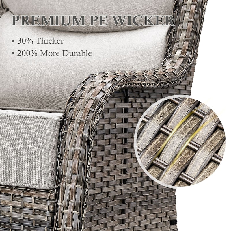 Gymojoy Patio Swivel Glider Chair Set with 6" Ultra-Plush Cushions - Waterproof Olefin Fabric, All-Weather Rattan