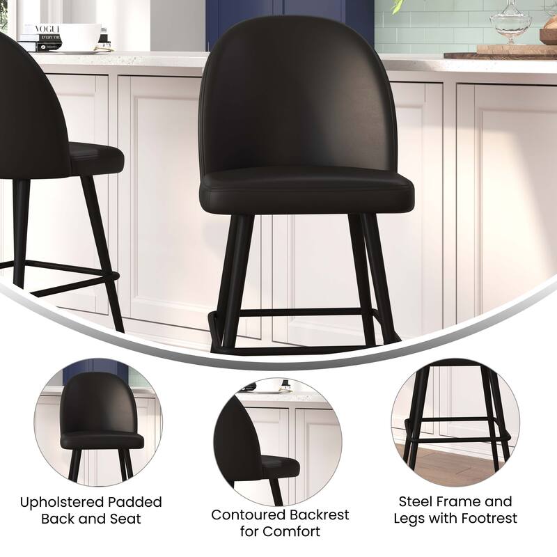 Commercial Grade Armless Barstool with Contoured Back