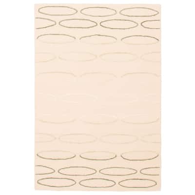 ECARPETGALLERY Hand Tufted Elegance Beige Viscose, Wool Rug - 5'1 x 7'6