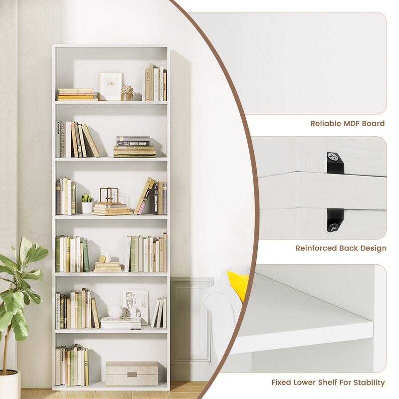 Modern Minimalist Storage Shelf - 6 Tiers, MDF Build