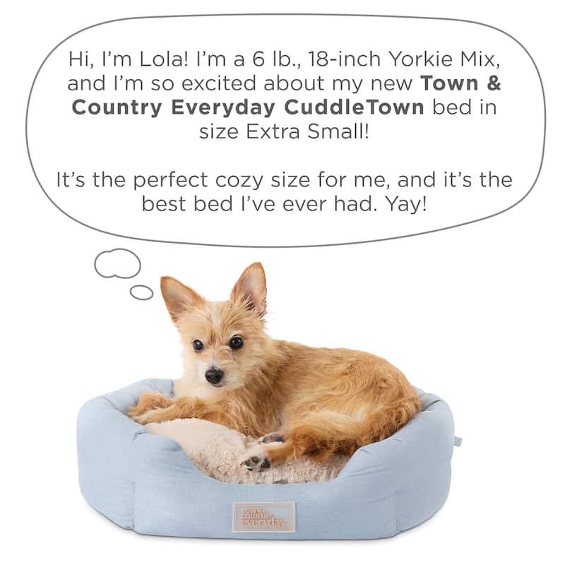 TOWN & COUNTRY EVERYDAY CuddleTown Faux Linen Comfy Cozy Cuddler Pet Bed