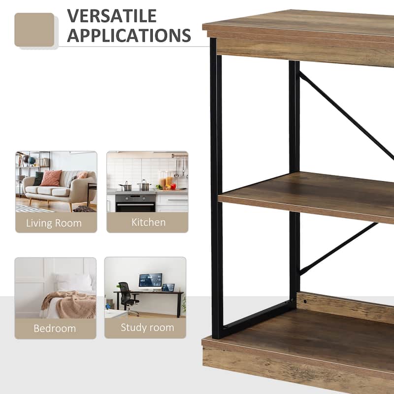 HOMCOM 2/4-Tier Industrial Style Storage Steel Wooden Shelf with a Robust Multi-Functional Design, Tall Organizer