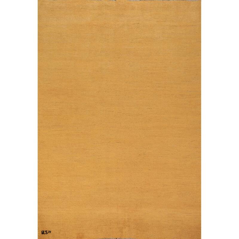 Modern Yellow Gabbeh Oriental Area Rug Hand-Knotted Wool Carpet - 5'6" x 7'8"