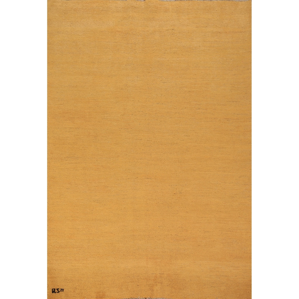 Modern Yellow Gabbeh Oriental Area Rug Hand-Knotted Wool Carpet - 5'6" x 7'8"