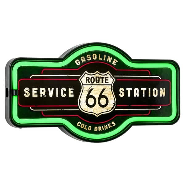 American Art Decor Vintage Route 66 Marquee Shaped LED Light Up Sign ...