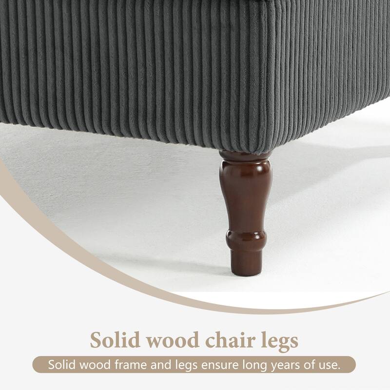 31.78" W Oversized Square Upholstered Storage Ottoman with Wooden Tray