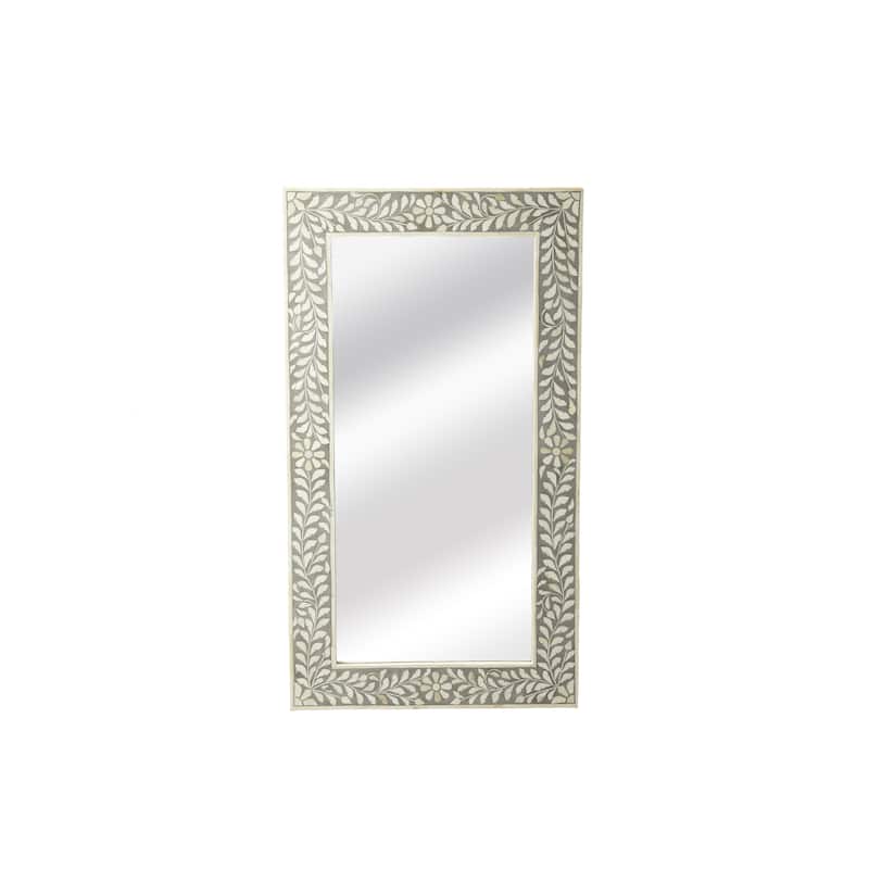 Handmade Butler Bone Inlay Wall Mirror (India) - White/Grey - A - White/Grey - A