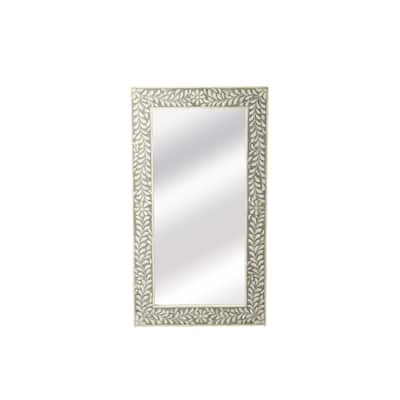 Handmade Butler Bone Inlay Wall Mirror (India) - White/Grey - A