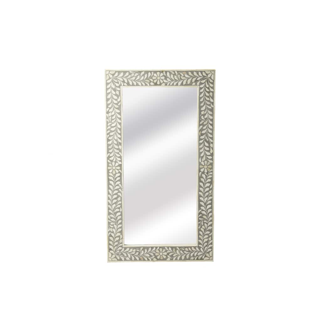 Handmade Butler Bone Inlay Wall Mirror (India) - White/Grey - A