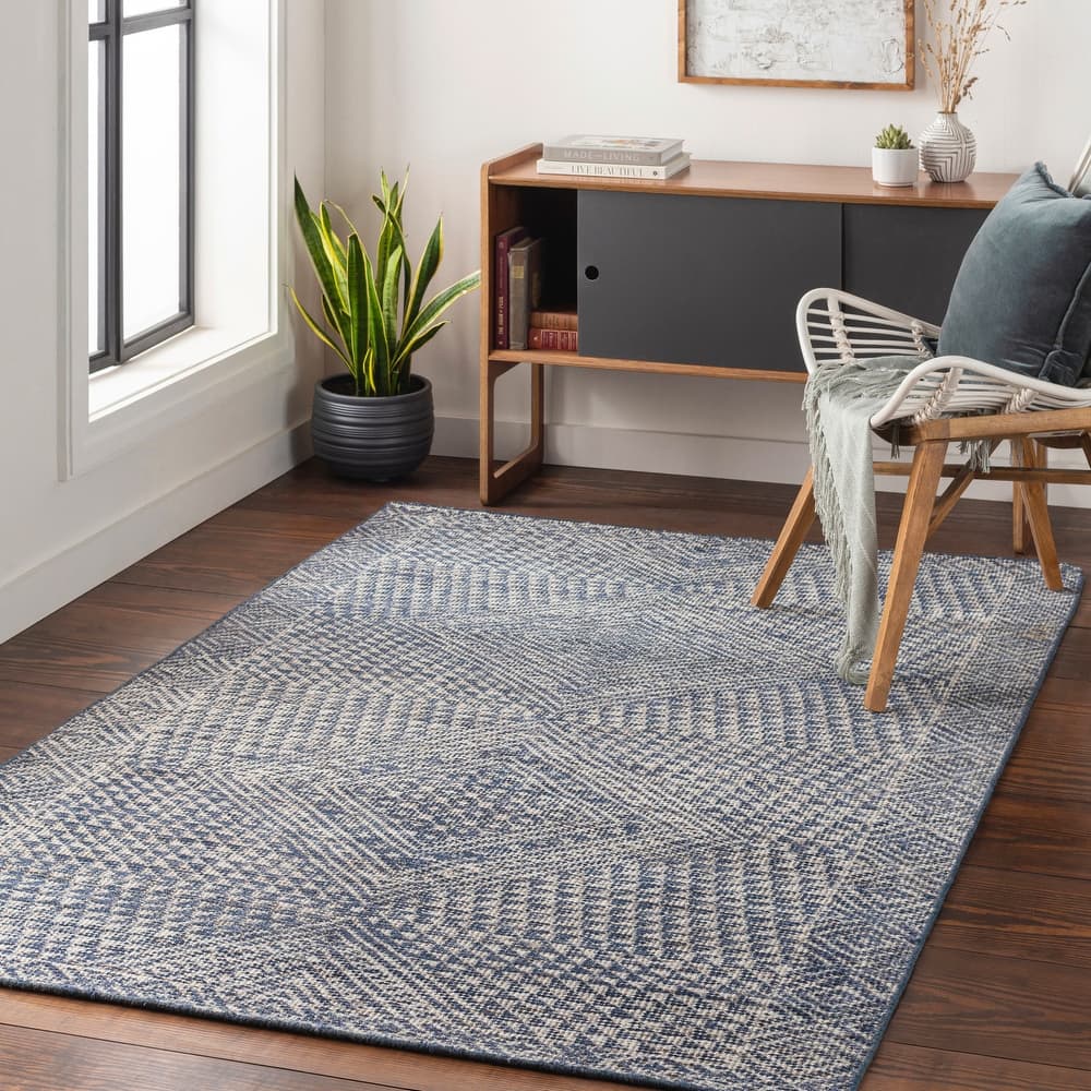 Ziphion Handmade Bohemian Geometric Viscose & Wool Area Rug