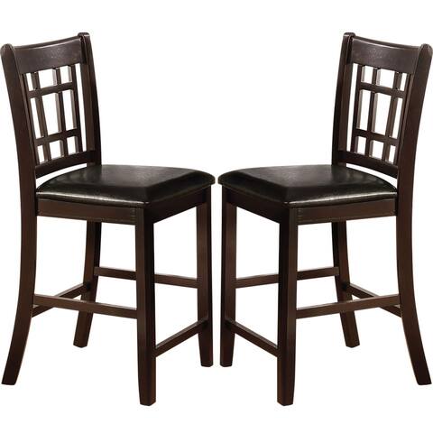 Espresso Counter Height Dining Stools with Black Upholstered Seats (Set of 2) - Set of 2