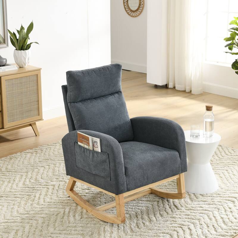 27.6"W Modern Accent High Backrest Living Room Lounge Arm Rocking Chair