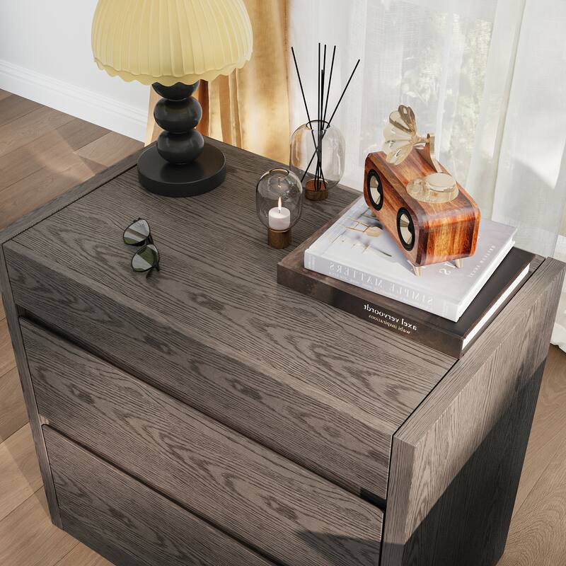 3 - Drawer Wooden Nightstand with Card - Swipe Lock: Secure Storage, Multi - Layer Organization