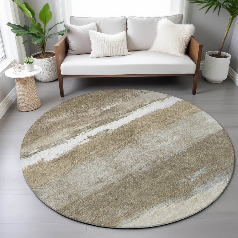 Machine Washable Indoor/Outdoor Watercolor Ombre Chantille Rug