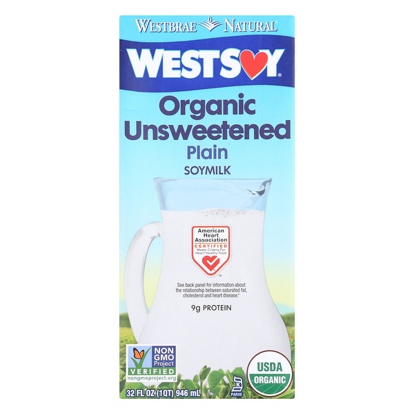 Westsoy Organic Plain - Unsweetened - Case of 12 - 32 Fl oz.