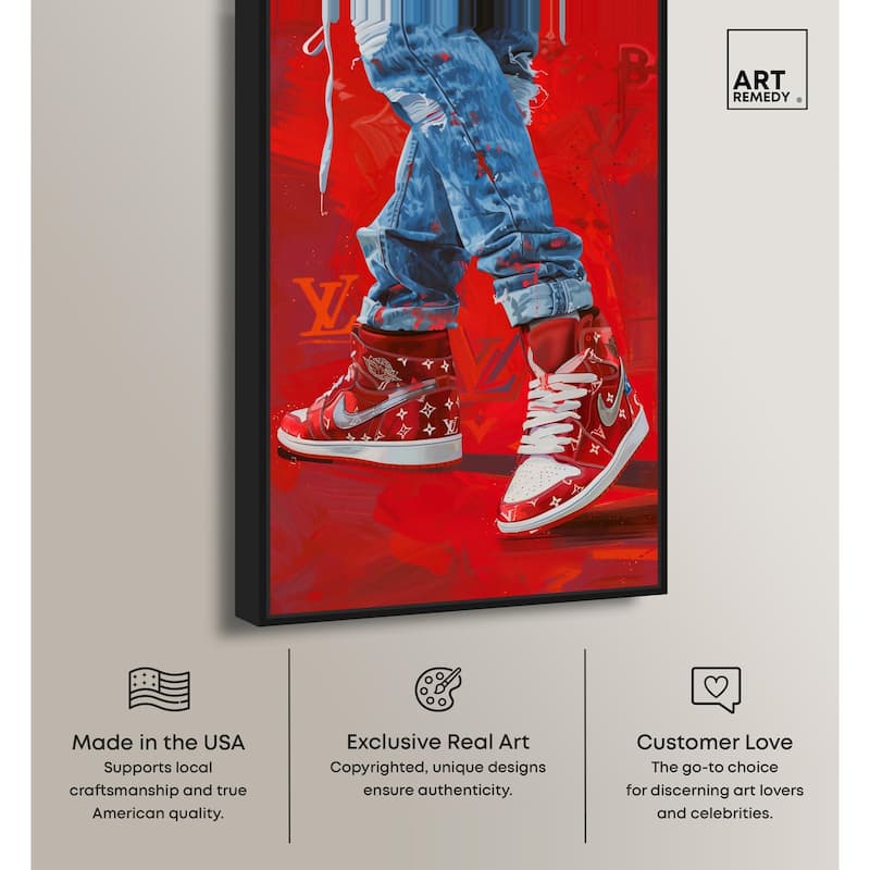 Bold Red Glam Sneakers Canvas by Art Remedy