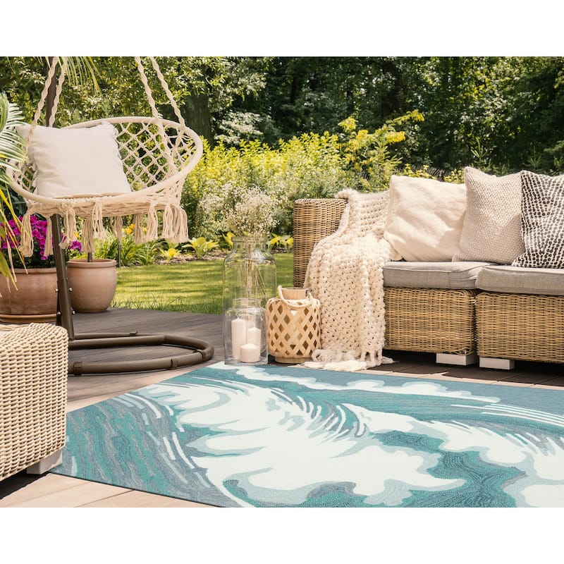 Liora Manne Capri Wave Indoor/Outdoor Area Rug - 5' x 7'6" - Aqua