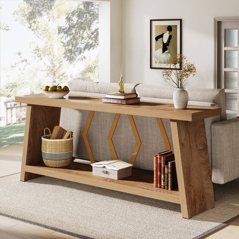 70.86-Inch Console Table, Wood Entryway Table with Storage, Couch Side Foyer Hallway Accent Table for Living Room, Entrance