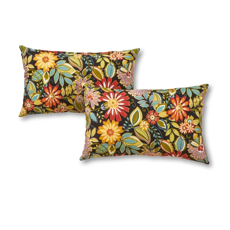 Jungle Floral 19-inch x 12-inch Outdoor Rectangle Accent Pillows (Set of 2)