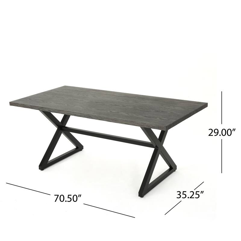 Outdoor Dining Table Aluminum Top Steel Frame Rectangular Patio Garden