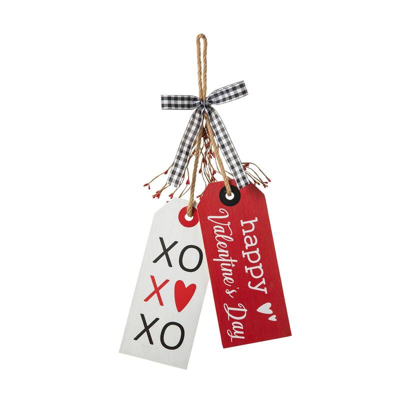 Glitzhome 24"H Wooden Valentine's Day/Patriotic/Americana/Easter Doorknob Hanging Decor - Valentine's