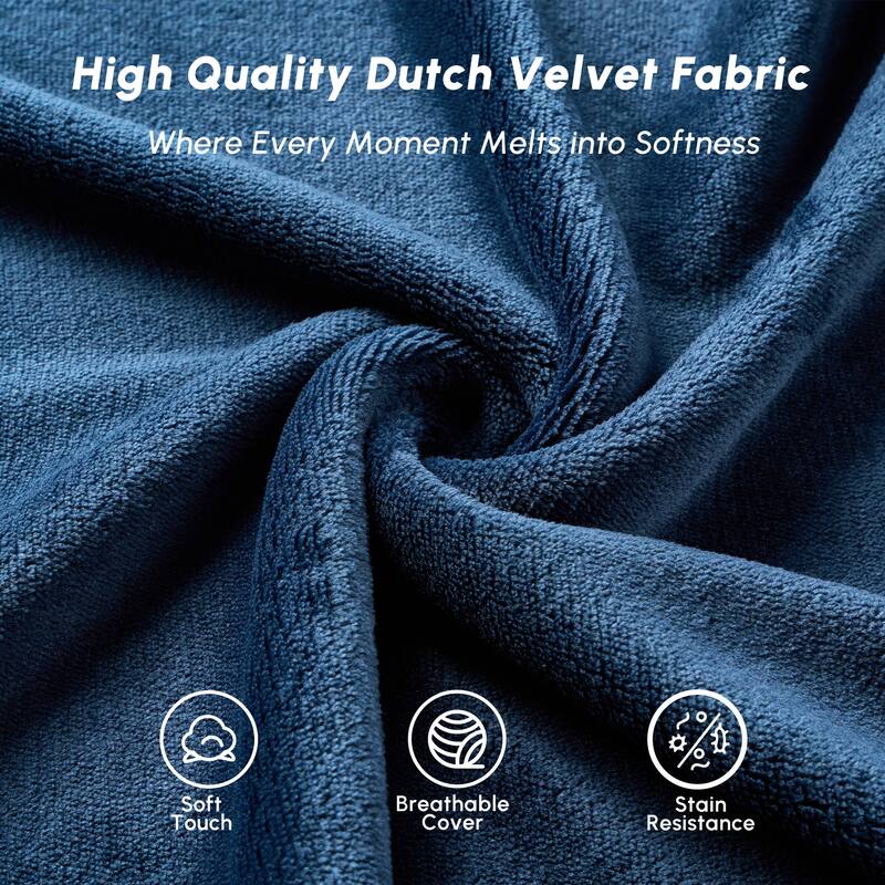 HOOOWOOO Dutch Velvet Fabric Bean Bag Chair with Ottoman