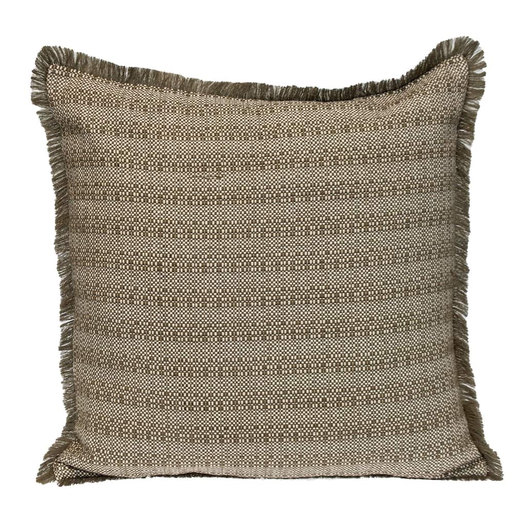 Striped Square Throw Pillow - 24" - Green and Beige